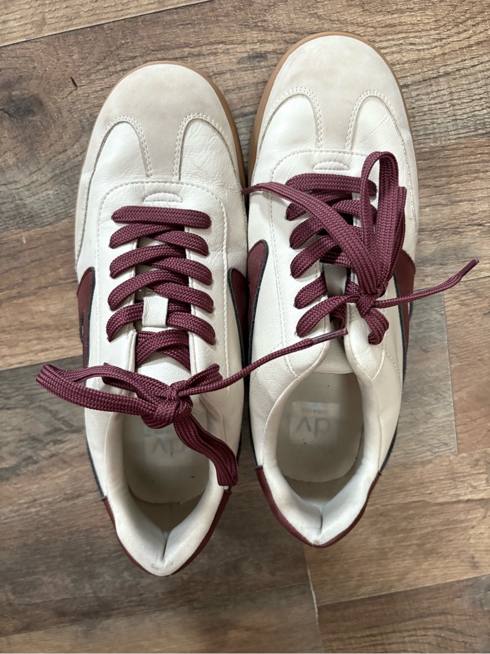 DV by Dolce Vita Cream Sneakers with Burgundy Accents